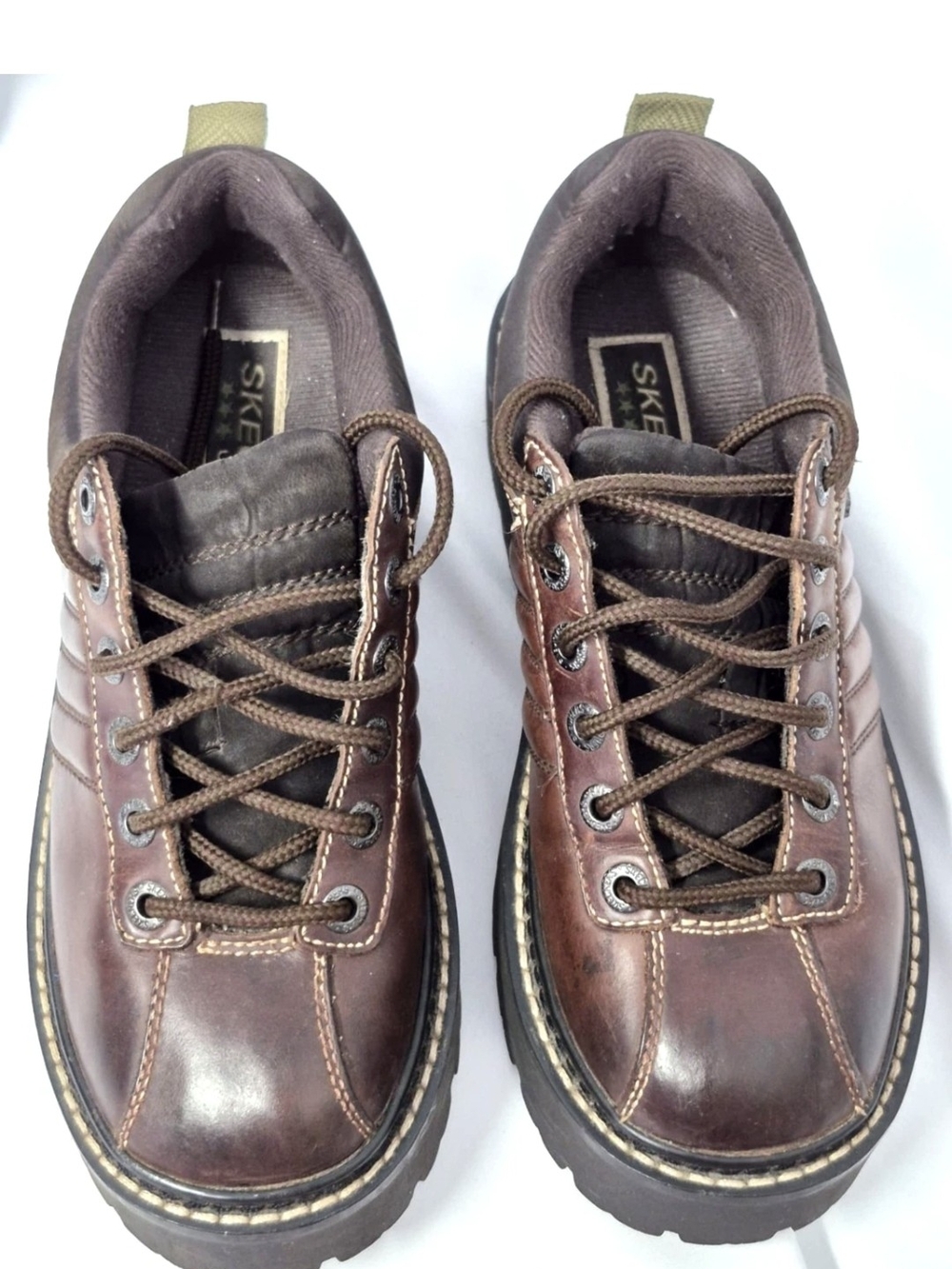 VINTAGE 90s SKECHERS  Jammers Brown Leather Platform Women's Shoes Y2K Size 7.5